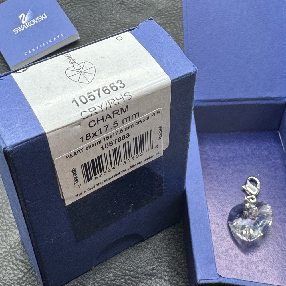 Swarovski Silver Crystal Heart Charm